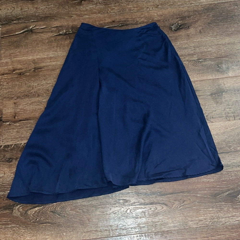 White House Black Market Skirt Women 6 Blue Oscar Twill Soft Midi New With Tags